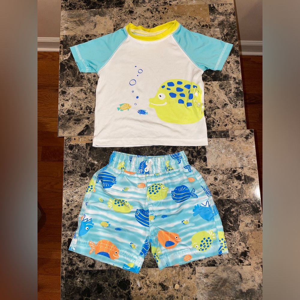 Wippette Toddler Swim Trunks & Rash Guard 24 Months🐠🐟